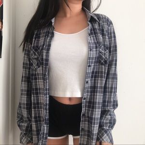 Blue and White Oversized Flannel